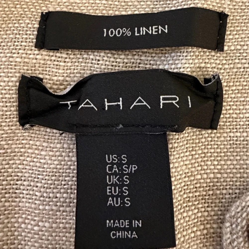 NWOT - Tahari Tan Linen Button Down Midi Dress/Duster - Picture 5 of 10